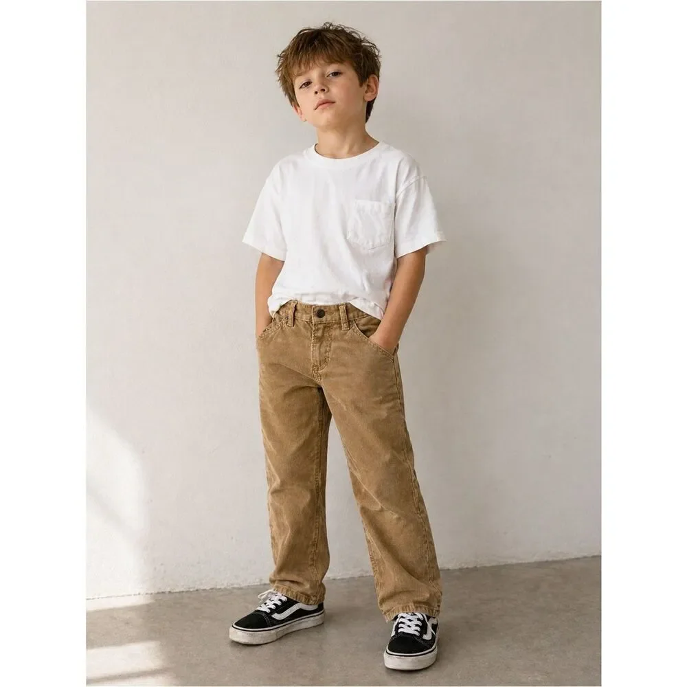GAP Kids Tan Corduroy Pants Size 6 Regular Stretch Slim Adjustable Waist